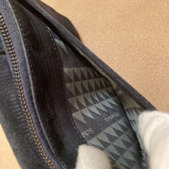 Proenza Schouler navy blue suede shoulder bag,double buckle strap/snap closure - Picture 6 of 14